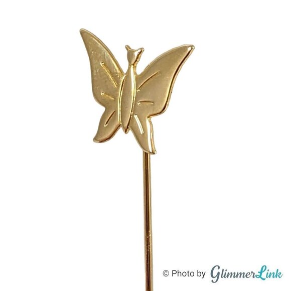 Vintage Gold Tone Butterfly Stick Pin - Picture 3 of 13